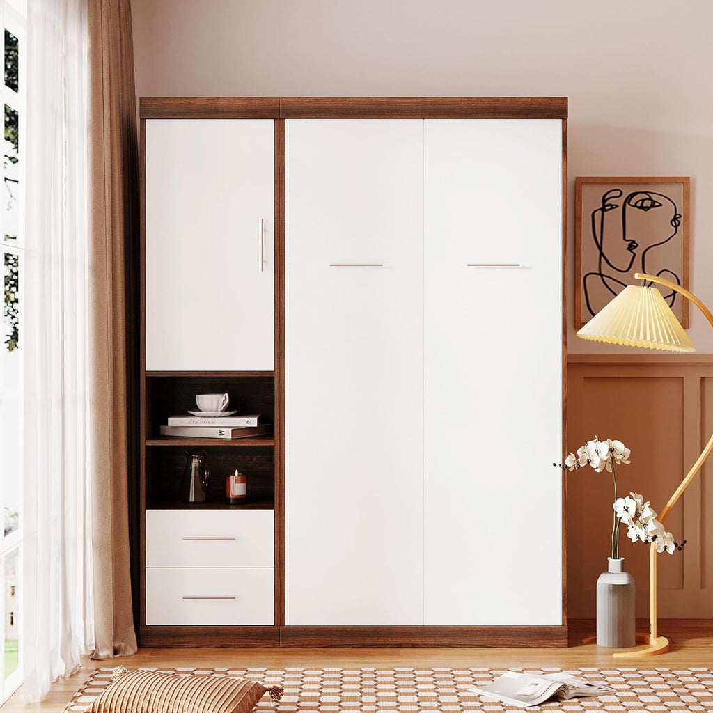 Harper & Bright Designs Twin Murphy Bed with Storage Drawers, White E9318