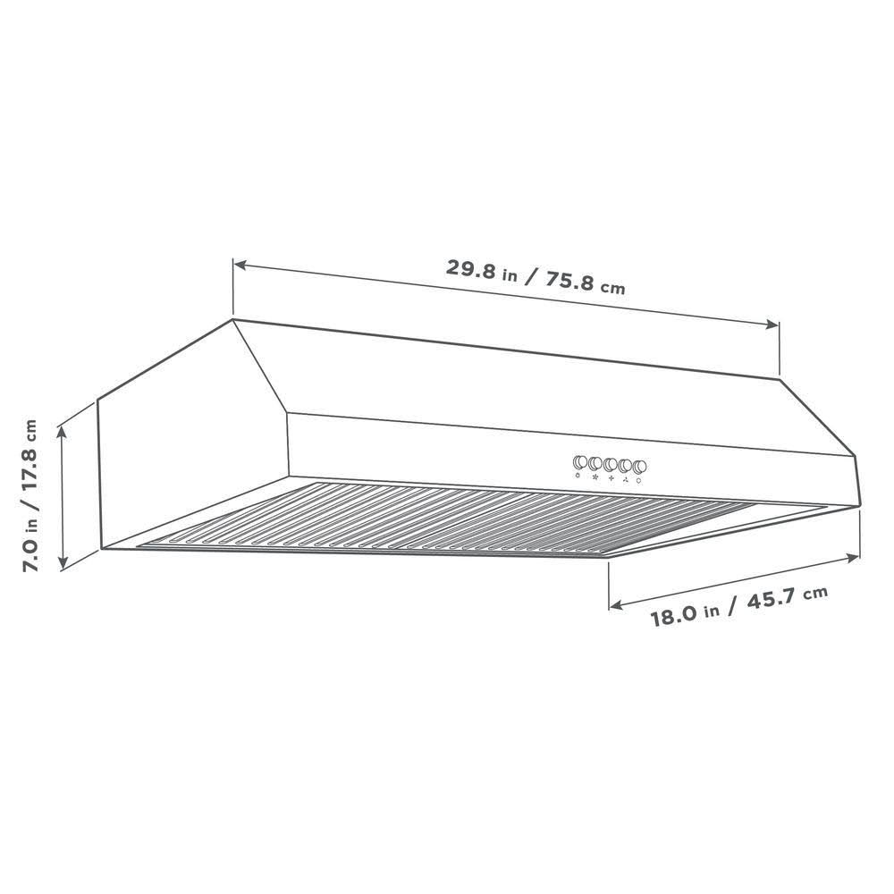 Vissani 30 in. 370 CFM Under Cabinet Range Hood with LED Bulbs, Black Stainless Steel E8803