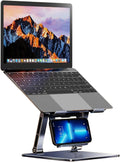 Adjustable Height Laptop Stand for Desk with Phone Holder, Ergonomic Design Foldable Computer Holder Laptop Riser Compatible with MacBook Pro/Air Notebook up to 16 inches Laptops, 4.7-6.7" Phone