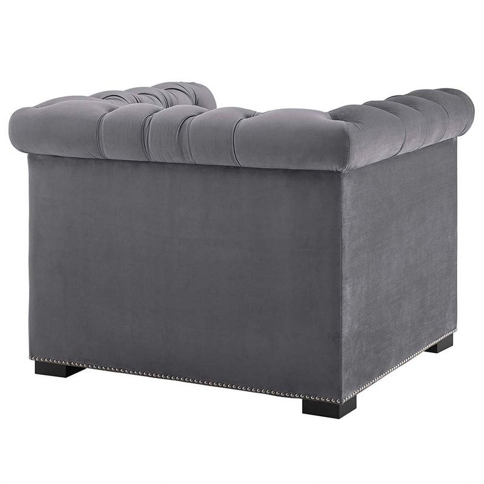 Pemberly Row Velvet Tufted Accent Chair Gray B9743