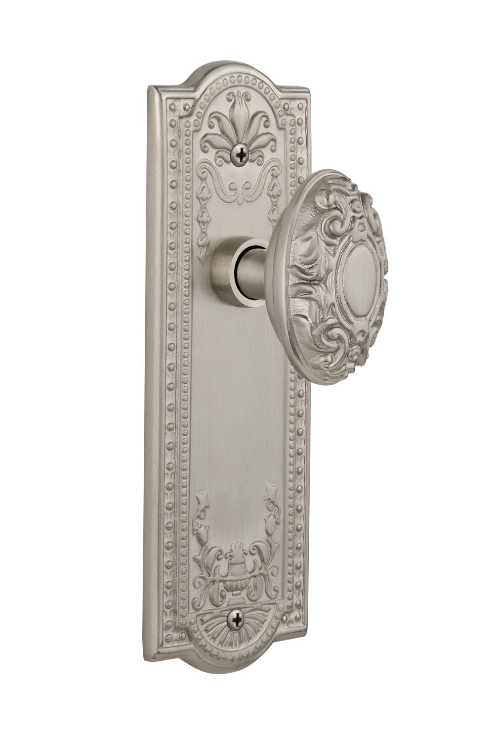 Nostalgic Warehouse 705189 Meadows Plate Single Dummy Victorian Door Knob, Satin Nickel