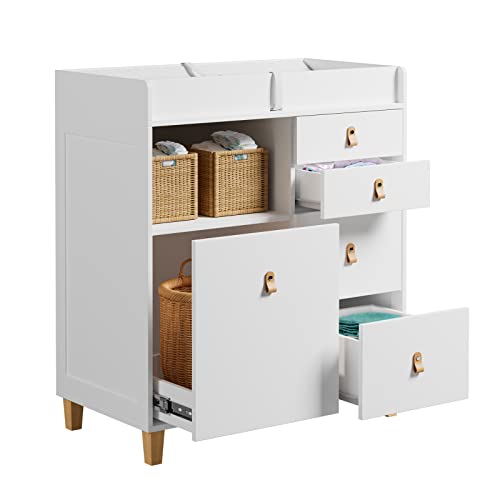 Baby Changing Table Dresser with Drawers & Shelf, White O5787