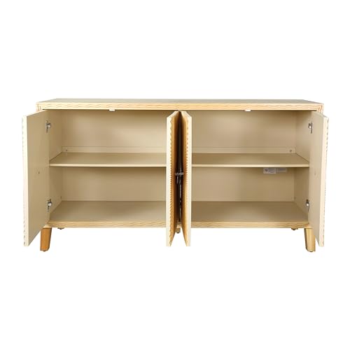 Wood Sideboard Buffet Cabinet 60 Inch Farmhouse Double Door B104804