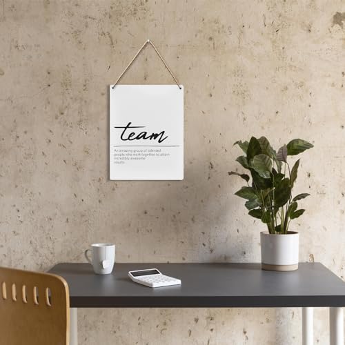 Team Definition Office Wall Decor - Inspirational Wood Hanging Sign 8x10 Inch Q9259