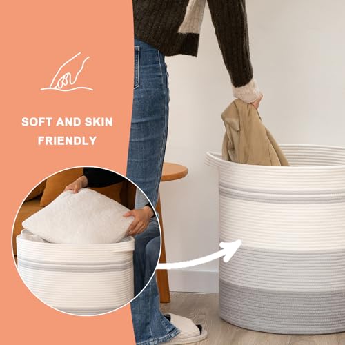 OIAHOMY 80L Laundry Basket Hamper with Handles, Woven Storage Basket, Gradient Yellow G9772