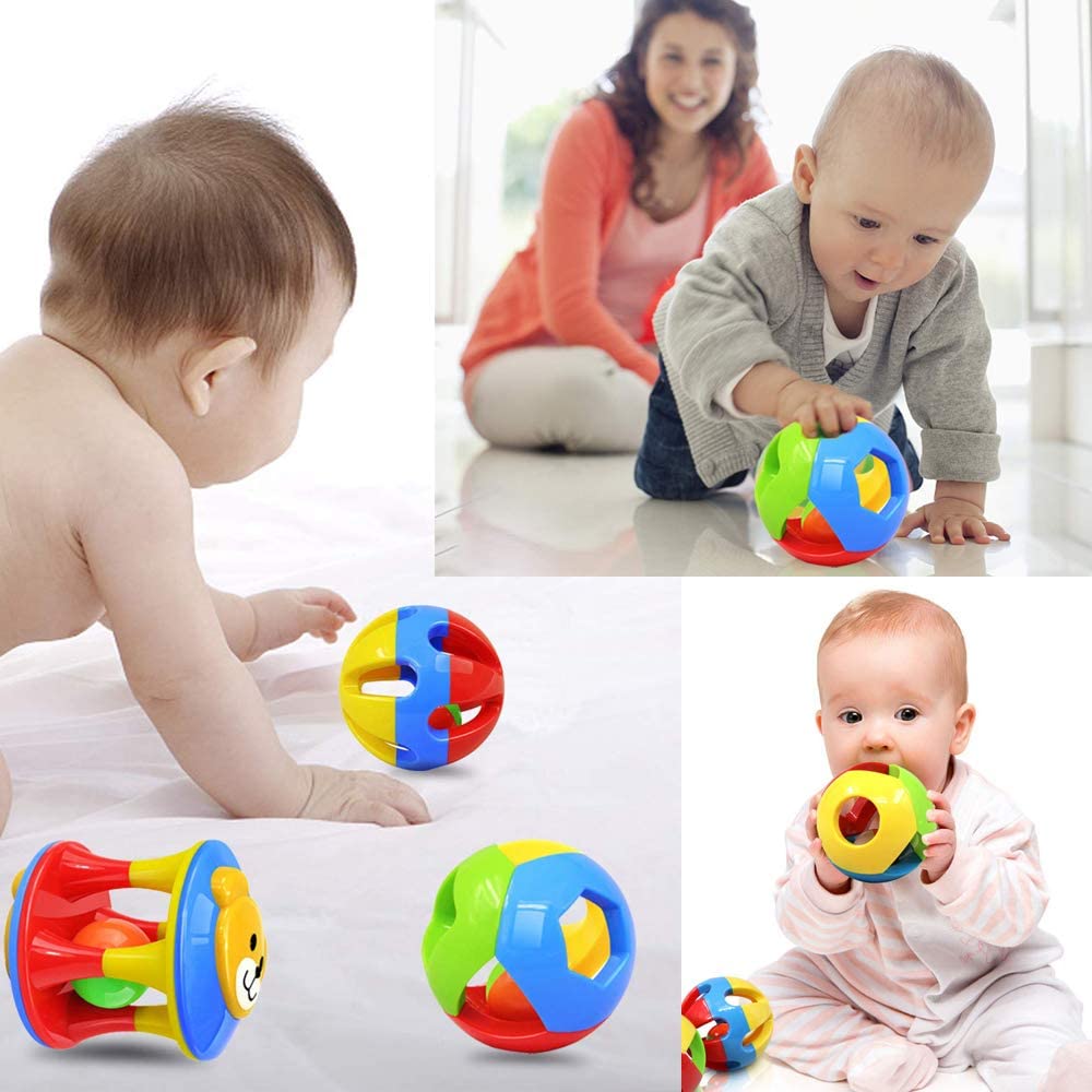 YINYUE 3 Pcs Baby Rattle Ball Toys Colourful Shaking Bell Developmental Rolling Balls N7014