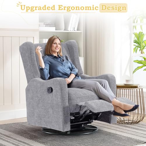 Upholstered Swivel Rocking Recliner Chair for Living Room P944