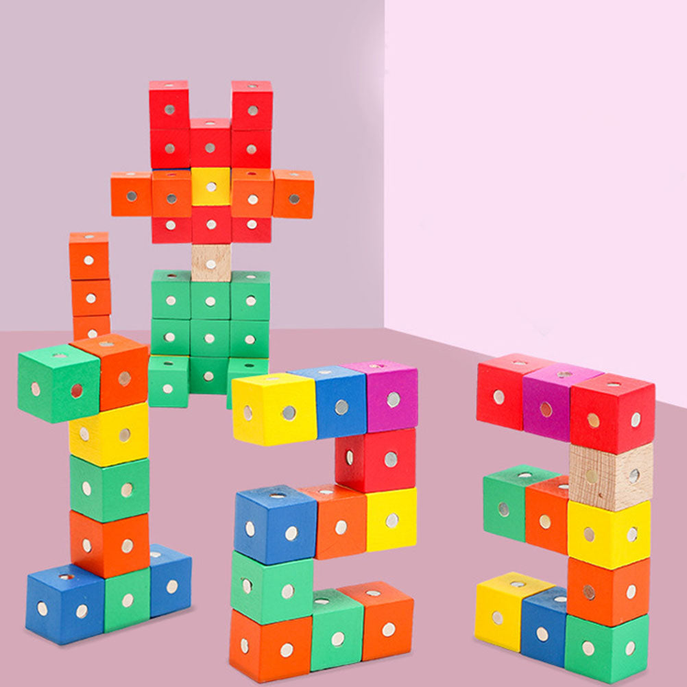 Magnet Cubes Building Blocks 90 Pcs Wooden Puzzle E302
