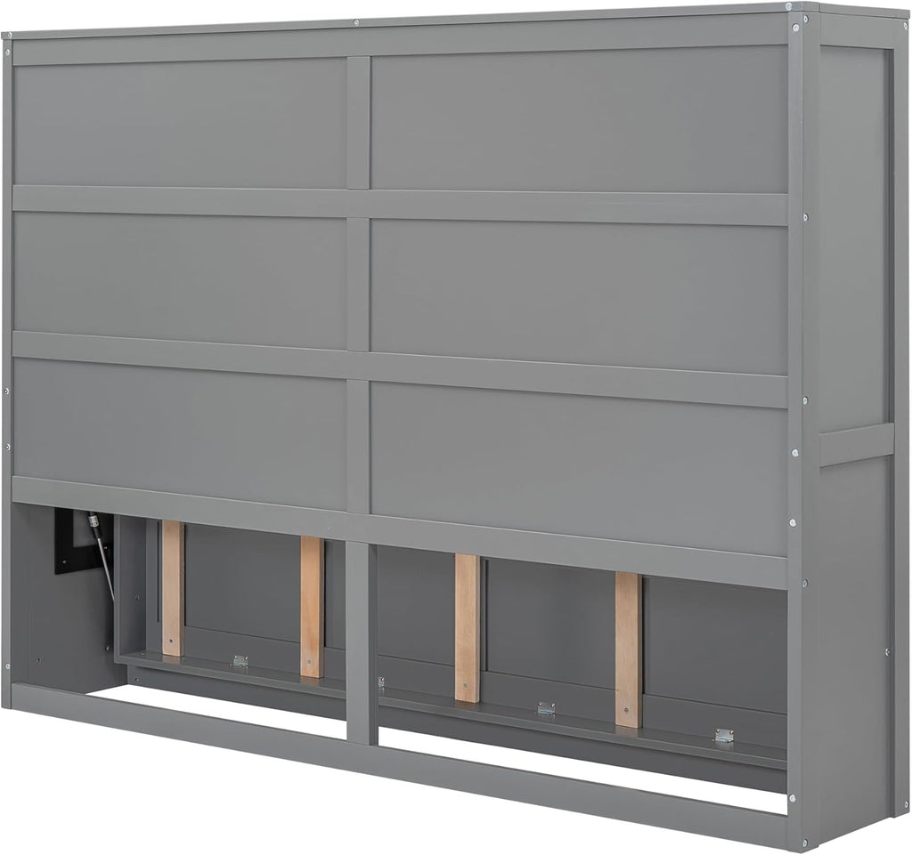 MERITLINE Full Size Murphy Bed Wall Bed for Guest Room, Gray P899