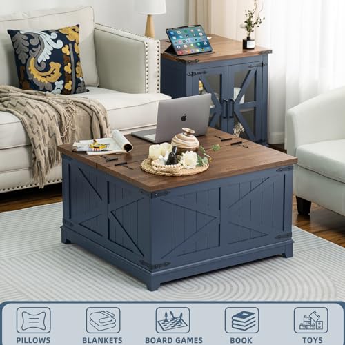 Farmhouse Coffee Table Set of 3 with Charging Station and Hidden Storage G877931