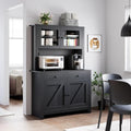 Kitchen Pantry Cabinet with Microwave Stand, Freestanding Hutch Cabinet with Buffet Cupboard, Tall Kitchen Cabinets with Adjustable Shelves for Kitchen, Dining Room, White