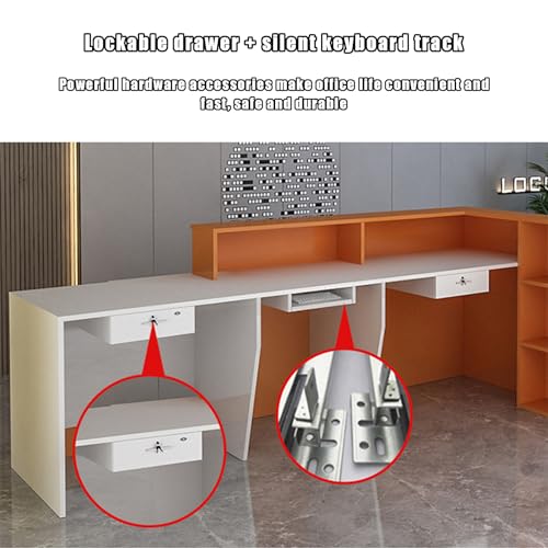 Reception Counter Desk with Lockable Drawers, Modern Retail Counter, 160x60x100cm U333125