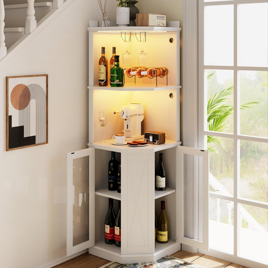 67.7" Corner Bar Cabinet with Shelves T51905