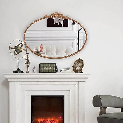 Vintage Baroque Arched Wall Mirror Gold 24x36 R8749