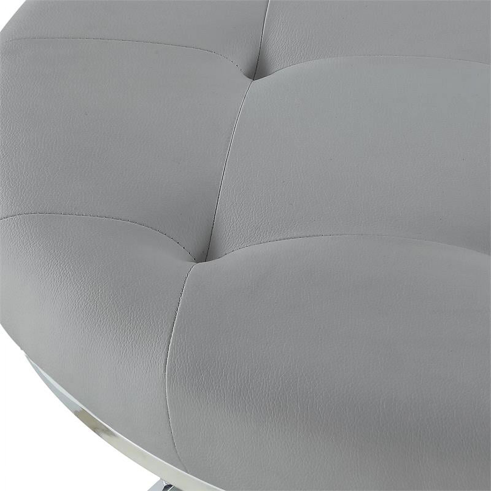 Posh Living Aaden Tufted Faux Leather Nesting Ottoman Set of 2, Gray/Chrome J1057