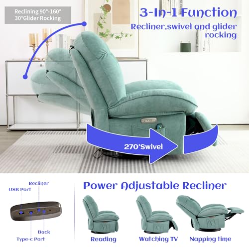 EDWELL Power Recliner Chair with Heat and Massage, Swivel Rocking for Adults R3653