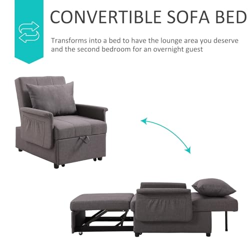 Convertible Sleeper Chair Bed with Adjustable Backrest and Pillow U634