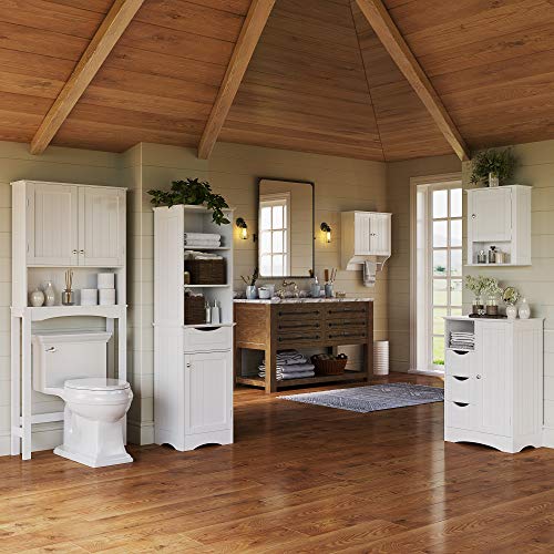 RiverRidge Ashland Bathroom Freestanding Storage Cabinet with 3 Open Shelves and Drawer D935