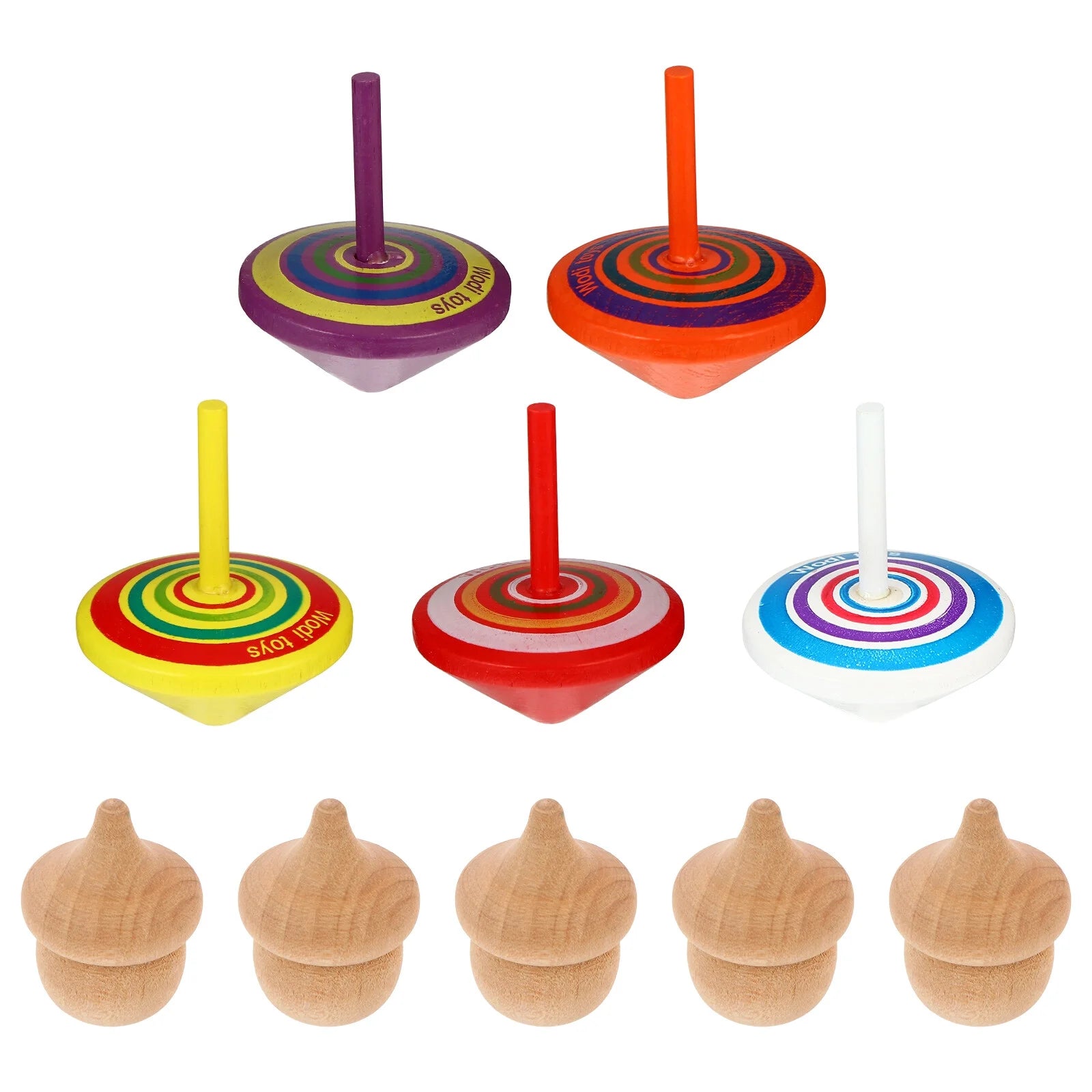 BESTONZON 10pcs Wooden Funny Tops Toy for Toddlers V82130