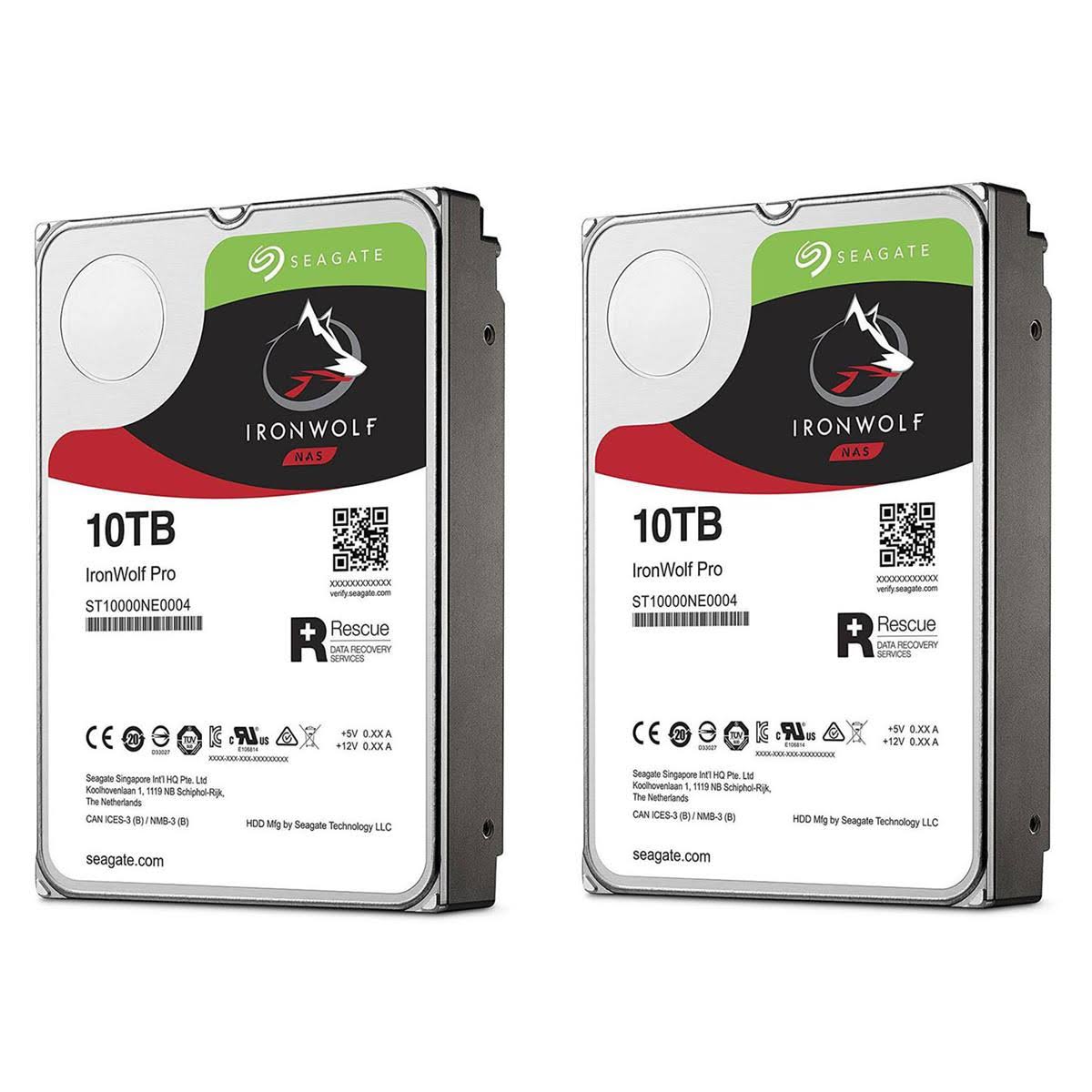 Seagate 2 Pk IronWolf Pro 10TB NAS Internal HD CMR 3.5x22 SATA 6Gbps, 7200 RPM ST10000NE0008 1