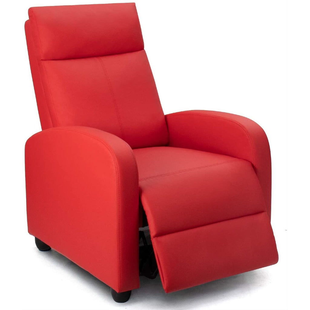 FURNIWELL Recliner Chair PU Leather Single Sofa Red F5749