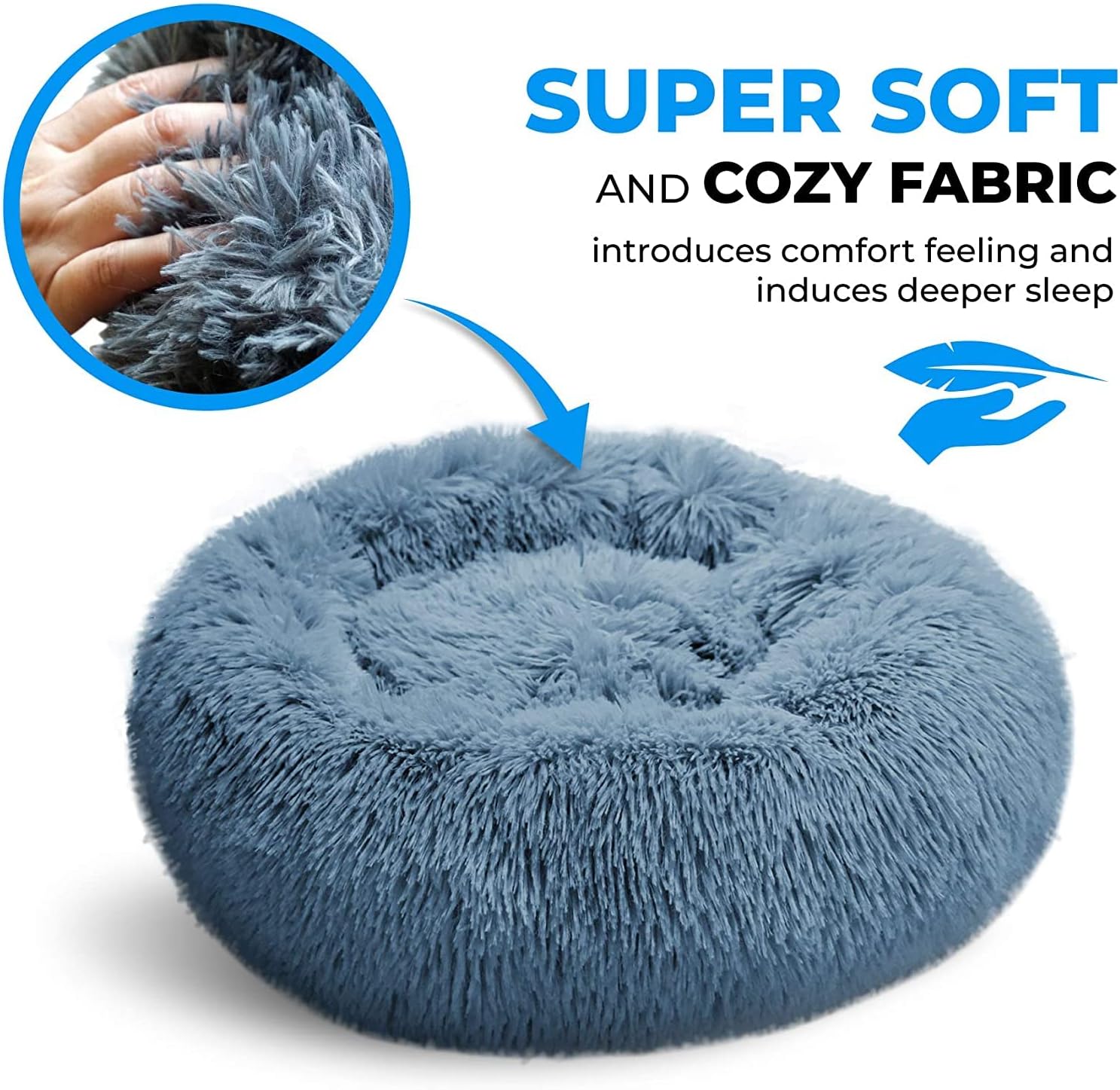 Whiskers & Friends Cat Bed, Washable Calming Pet Bed for Indoor Cats U90779