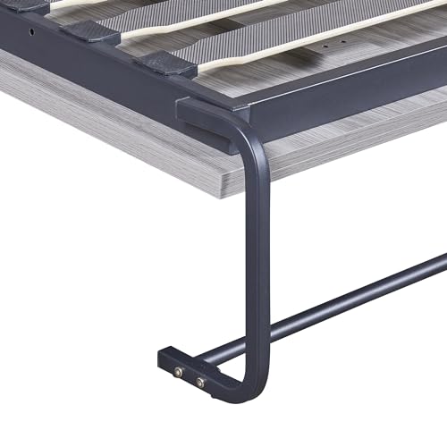 Solid Wood Full Size Murphy Bed with Shelves, Grey-FL4 K329579