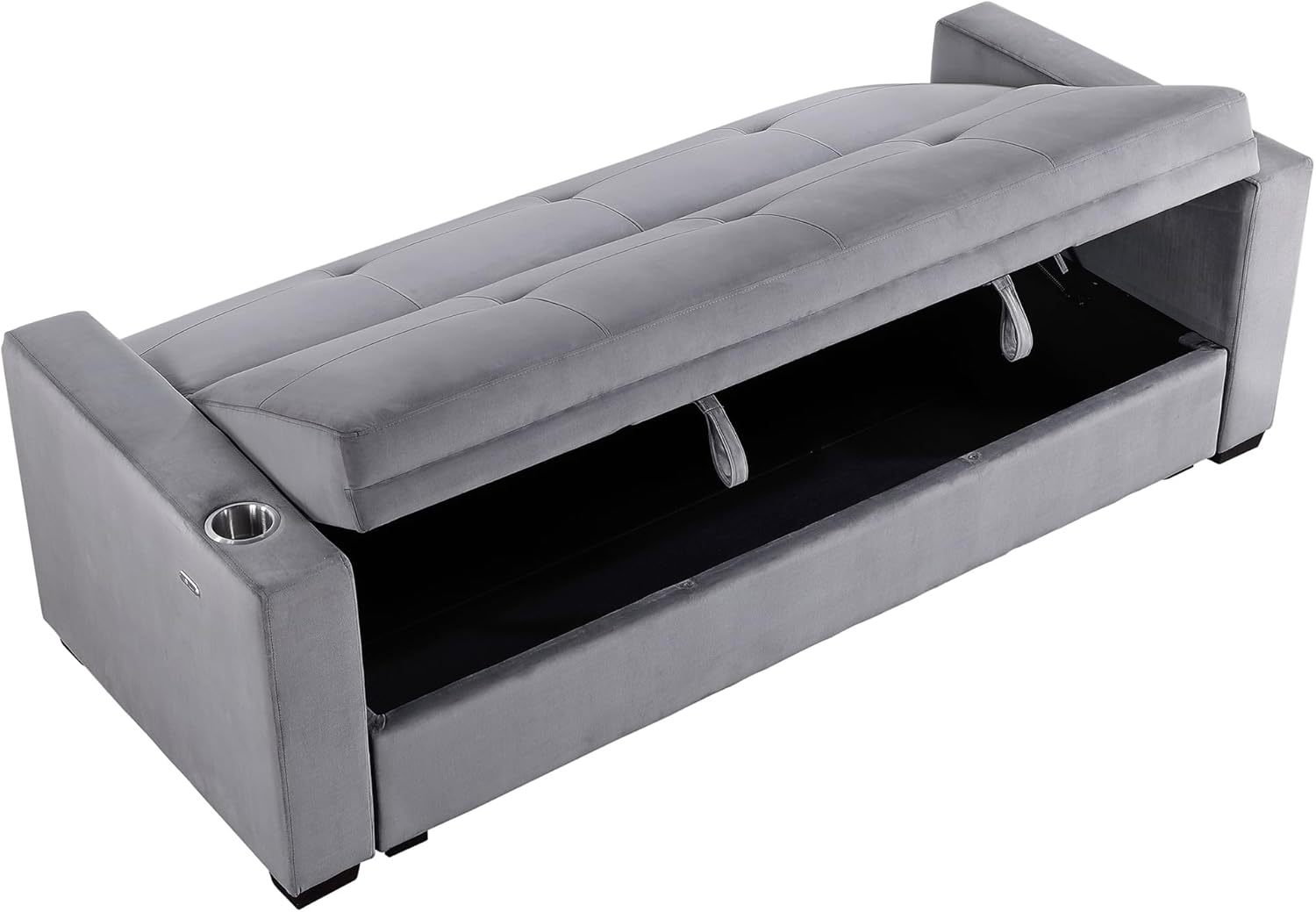 Lexicon Futon Sofa Bed with Storage, Grey P6404