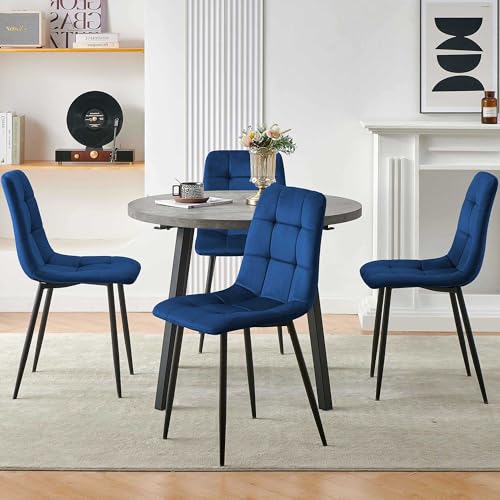 Modern 4-Person Round Dining Table Set with 4 Grey Chairs U158
