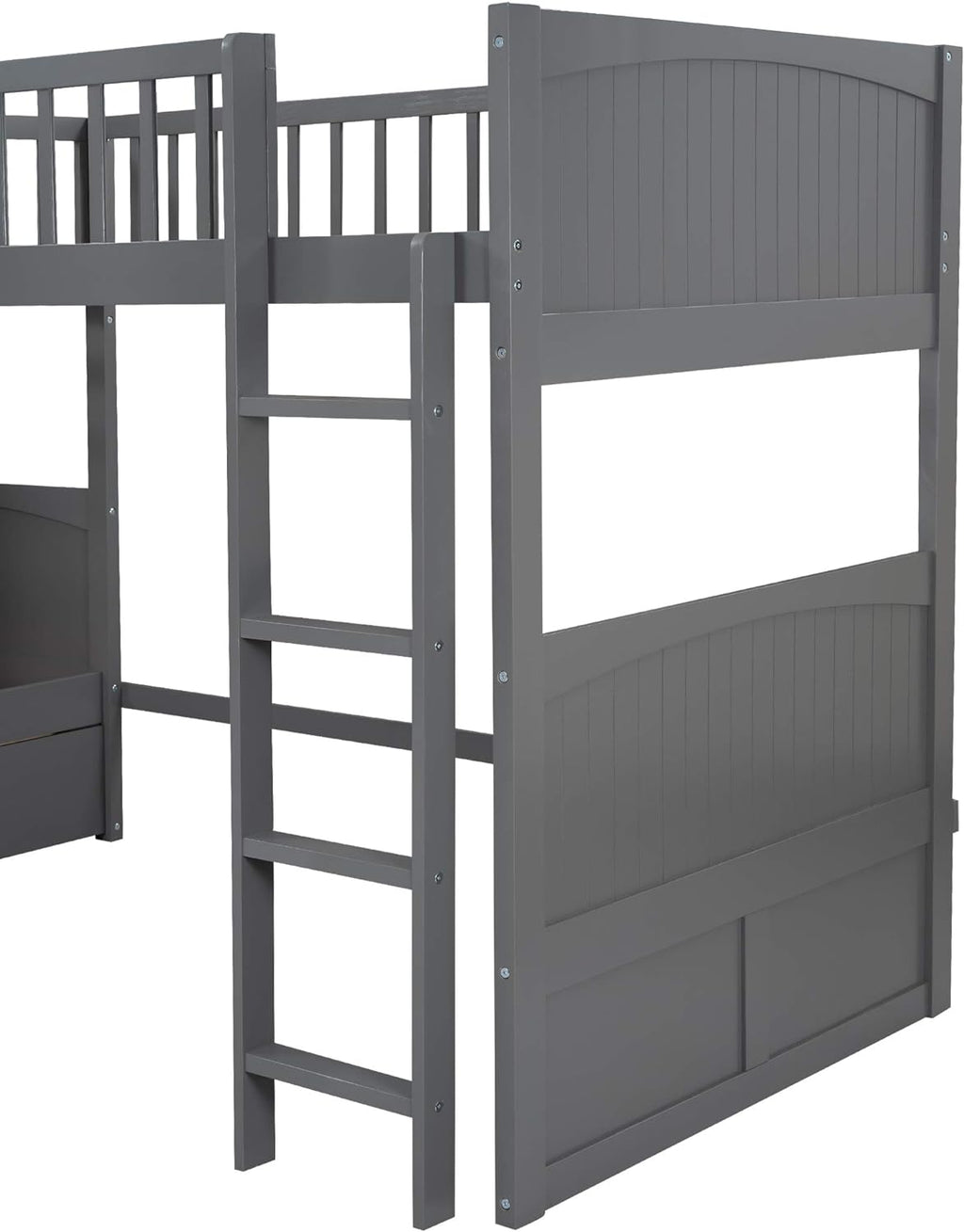 Twin over Twin L-Shaped Triple Bunk Beds with Storage Drawers, Gray Z2907