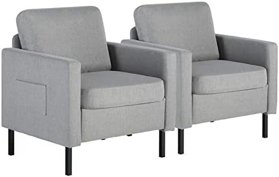 xrboomlife Mid Century Modern Accent Chair  Comfy Arm Chair Upholstered Reading Chair Bedroom Chair for Adults Small Room Space Home Office (1  Gray)