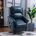 Electric Power Lift Faux Leather Recliner Side Pocket for Storage Chair, Navy Blue