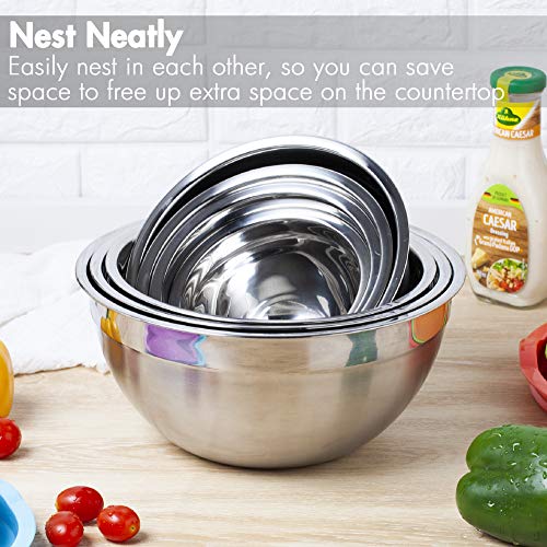 YIHONG Stainless Steel Mixing Bowls Set with Lids, 7 Piece, Grey T754