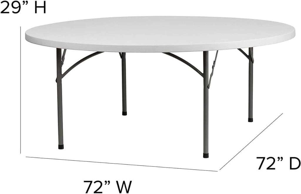 10 Pack 72 Inch Round Heavy-Duty Plastic Folding Table for Events A983