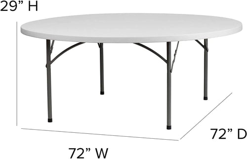 10 Pack 72 Inch Round Heavy-Duty Plastic Folding Table for Events A983