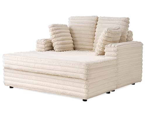 VanAcc 53 Inch Chaise Lounge Indoor, Upholstered Sofa Bed with Throw Pillows G542