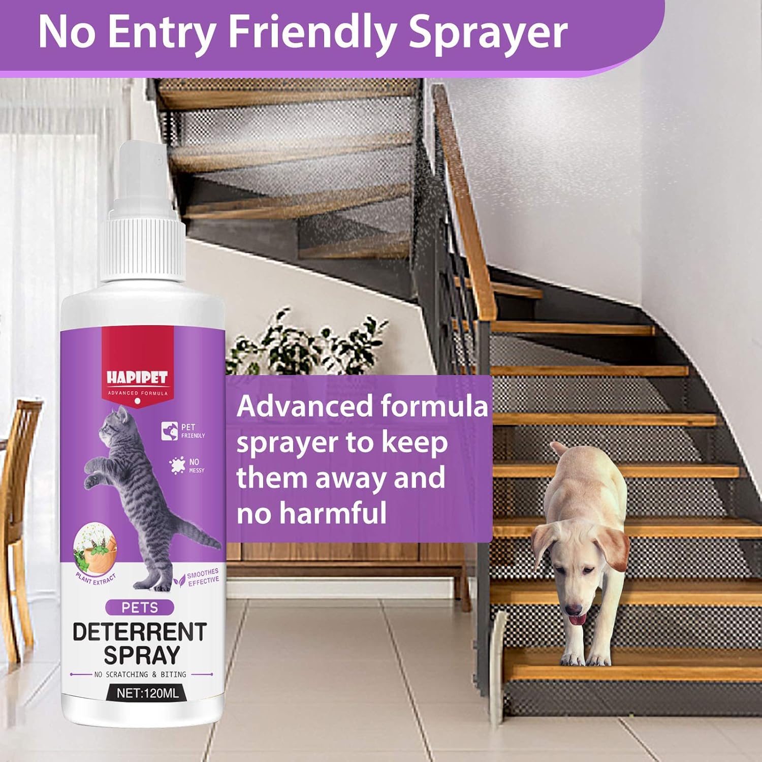 Cat Deterrent Spray 120ML Natural Indoor Outdoor Pet Behavior Training G7263