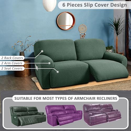 ULTICOR Reclining Love Seat Slipcover with Middle Console, Dark Grey S319