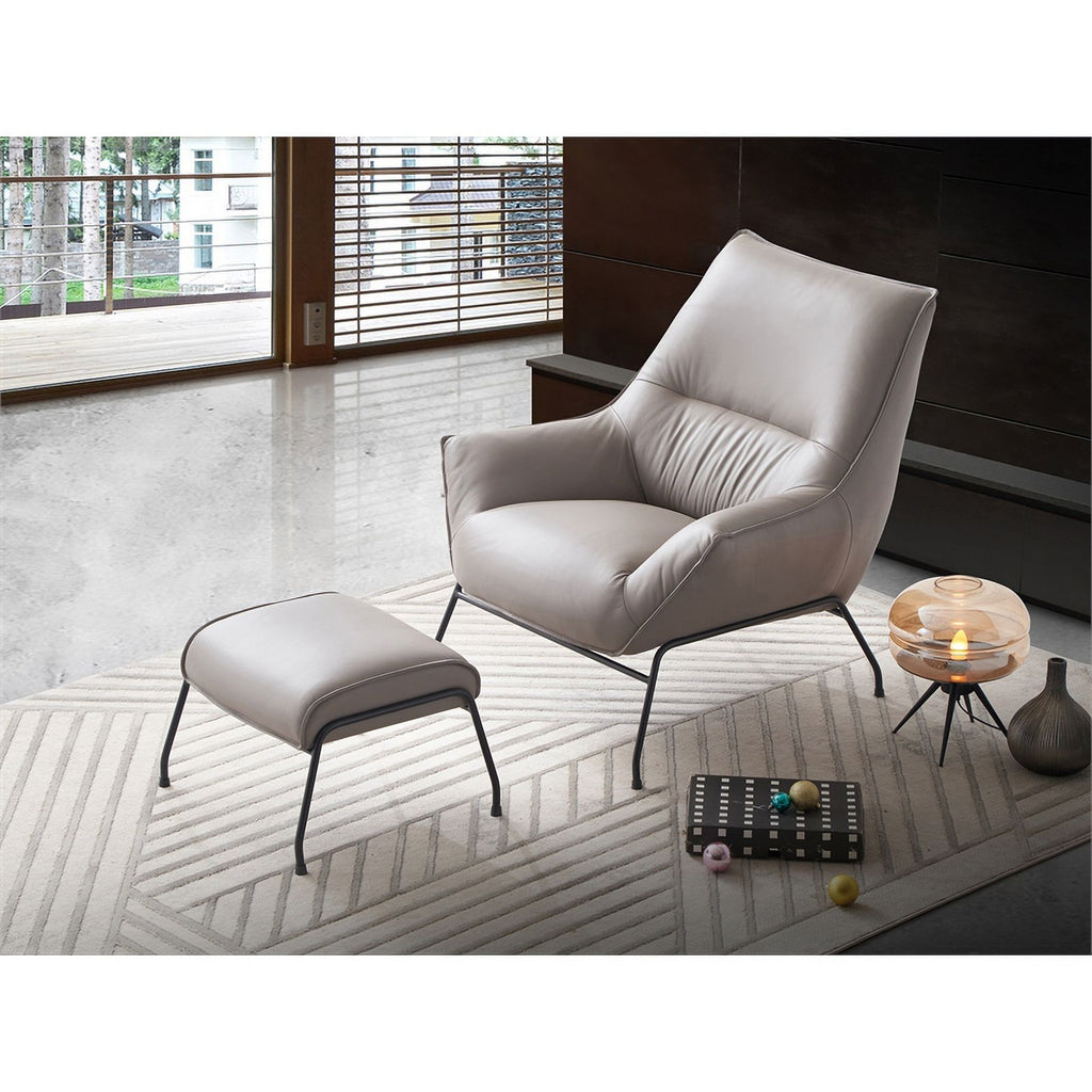 ACME Furniture Jabel Upholstered Leather Accent Chair and Ottoman K9499