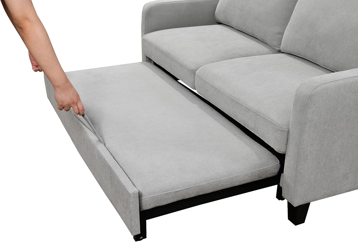 69" 3 in 1 Convertible Queen Sleeper Sofa Bed, Modern Fabric Loveseat Futon, Light Gray M509