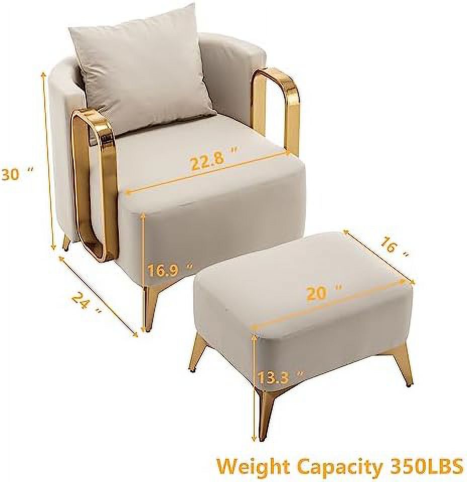 NLIBOOMLife Accent Chair with Ottoman Faux Leather Modern Living Room Armchair S42017