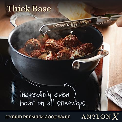 Anolon X Hybrid Nonstick Cookware Set, 12 Piece, Charcoal Gray B384083