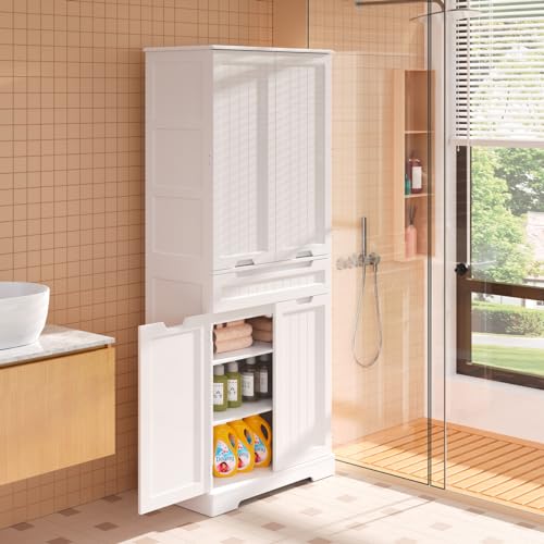 Gizoon 71" Tall Kitchen Pantry Storage Cabinet with Doors and Shelves, White J3114