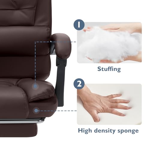 Executive Office Chair with Massage Reclining Footrest High Back Ergonomic Black E4676