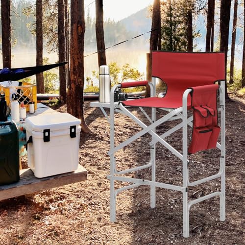 Magshion 31-Inch Folding Camping Director Chair with Side Table, Dark Green L15141