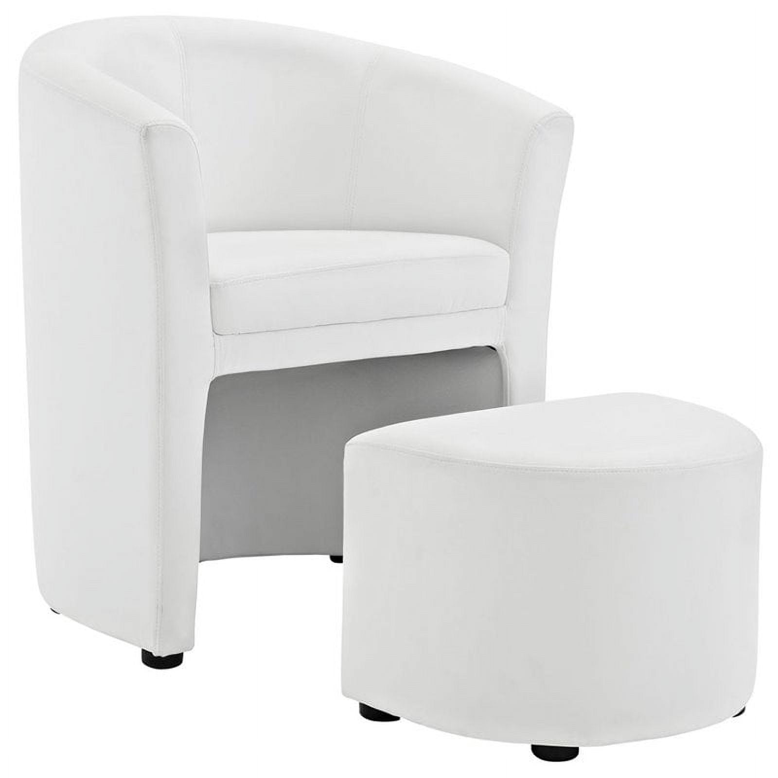 Home Square 2 Piece Faux Leather Accent Chair Set with Ottoman White Z72376