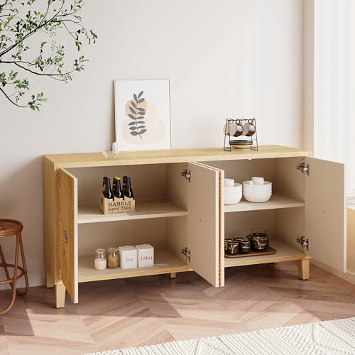 Wood Sideboard Buffet Cabinet 60 Inch Farmhouse Double Door B104804
