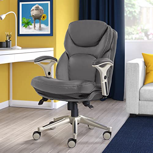 Serta Works Executive Office Chair with Back in Motion Technology, Gray Bonded Leather X1785
