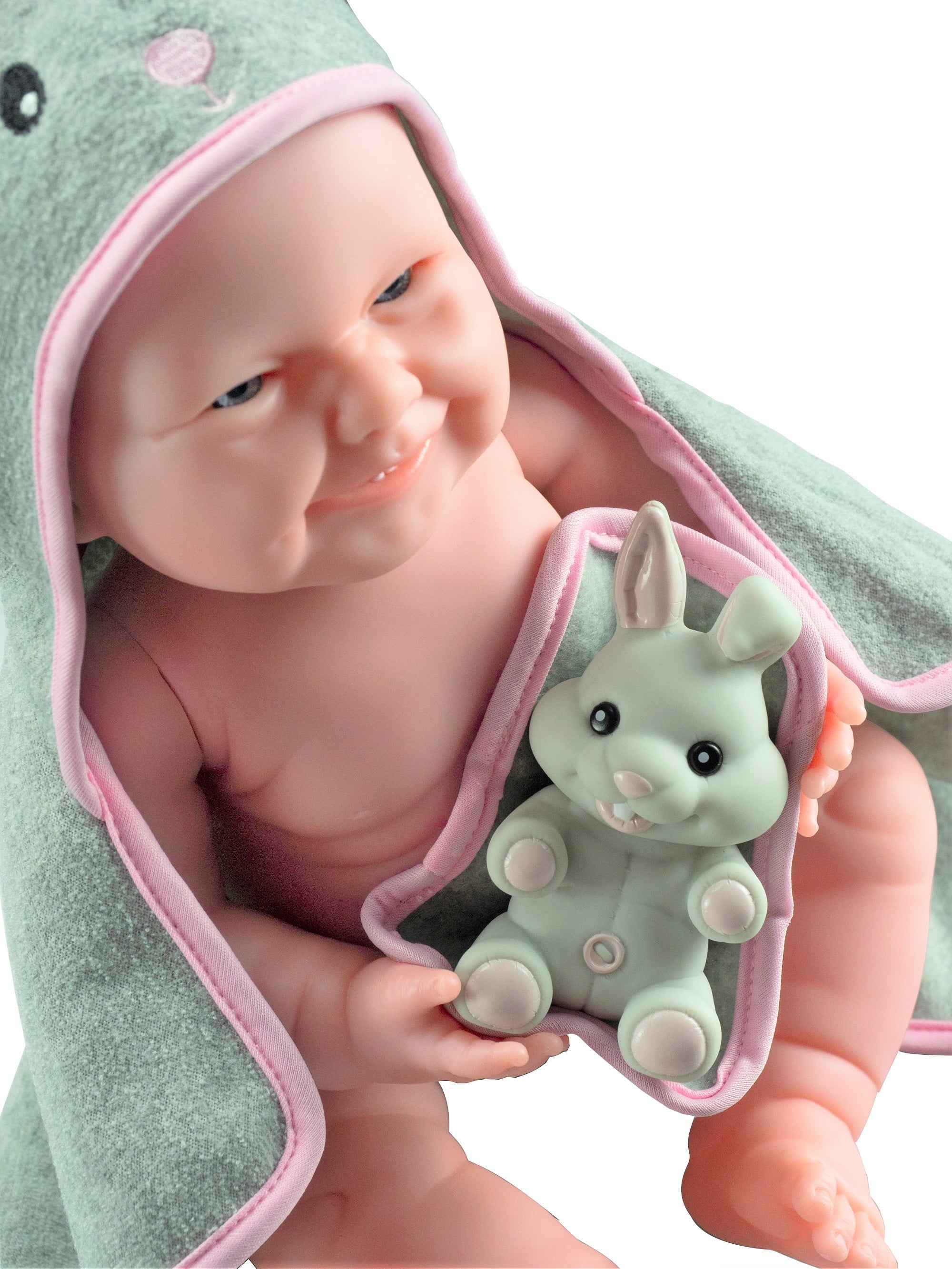 JC Toys La Newborn Baby Doll with Hooded Rabbit Towel 17 Inch S489