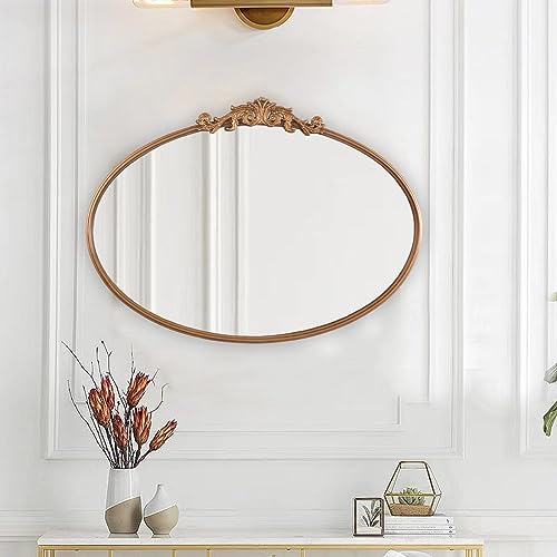 Vintage Baroque Arched Wall Mirror Gold 24x36 R8749